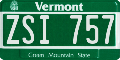VT license plate ZSI757