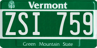 VT license plate ZSI759