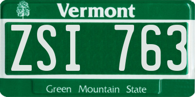 VT license plate ZSI763