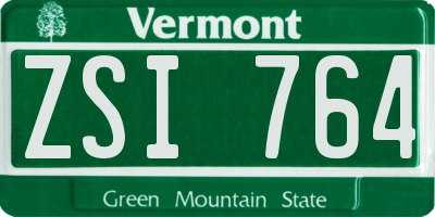 VT license plate ZSI764