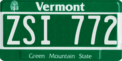 VT license plate ZSI772