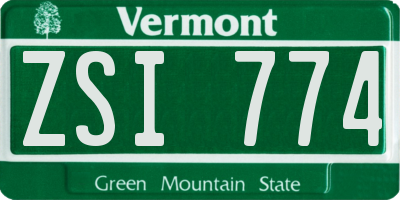 VT license plate ZSI774