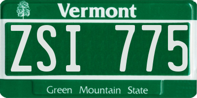 VT license plate ZSI775