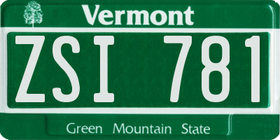 VT license plate ZSI781