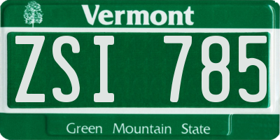 VT license plate ZSI785