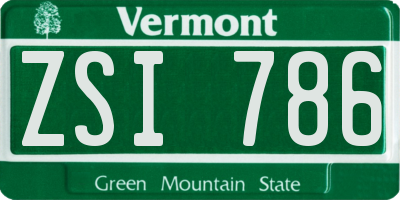 VT license plate ZSI786