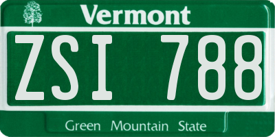 VT license plate ZSI788