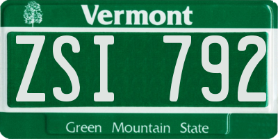 VT license plate ZSI792