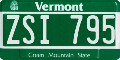 VT license plate ZSI795