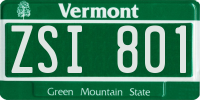 VT license plate ZSI801
