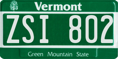VT license plate ZSI802