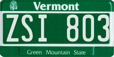 VT license plate ZSI803