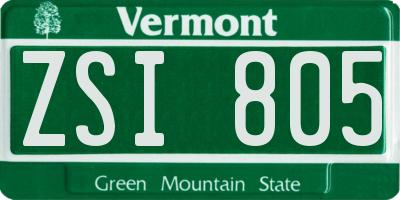 VT license plate ZSI805
