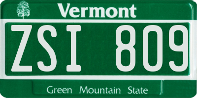 VT license plate ZSI809
