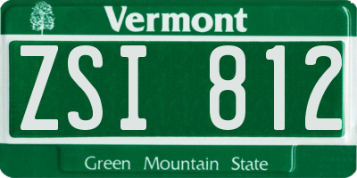 VT license plate ZSI812