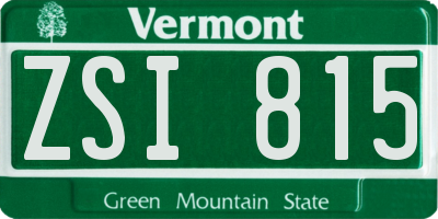 VT license plate ZSI815