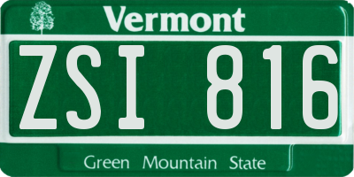 VT license plate ZSI816