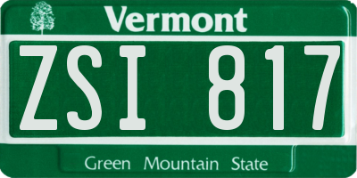 VT license plate ZSI817