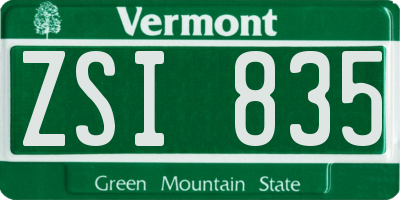 VT license plate ZSI835
