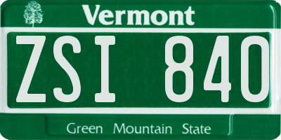 VT license plate ZSI840