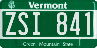 VT license plate ZSI841