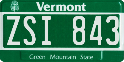 VT license plate ZSI843