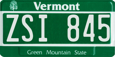 VT license plate ZSI845