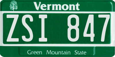 VT license plate ZSI847