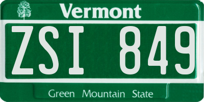 VT license plate ZSI849