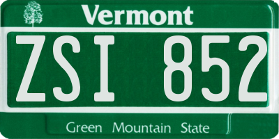 VT license plate ZSI852