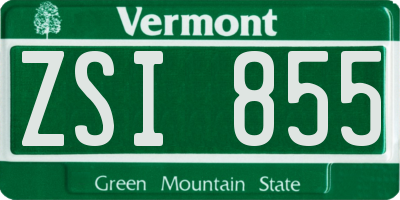 VT license plate ZSI855
