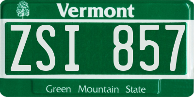 VT license plate ZSI857