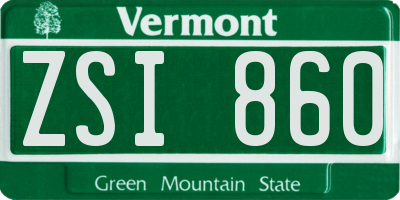 VT license plate ZSI860
