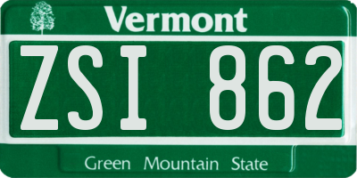 VT license plate ZSI862