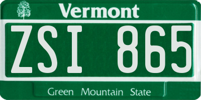 VT license plate ZSI865