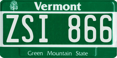 VT license plate ZSI866