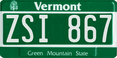 VT license plate ZSI867