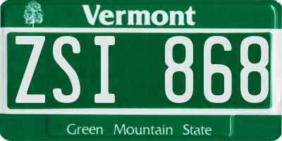 VT license plate ZSI868