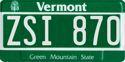 VT license plate ZSI870