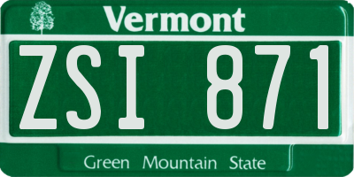 VT license plate ZSI871