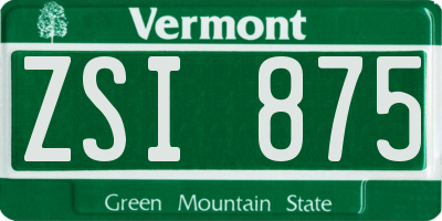 VT license plate ZSI875