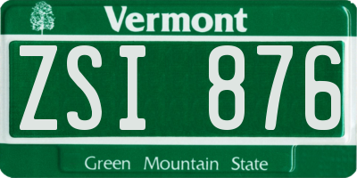 VT license plate ZSI876