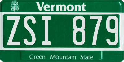 VT license plate ZSI879