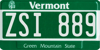 VT license plate ZSI889