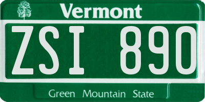 VT license plate ZSI890