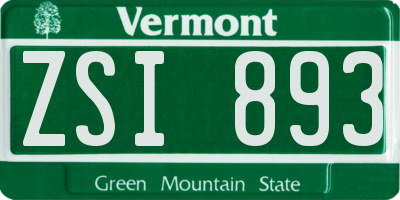 VT license plate ZSI893