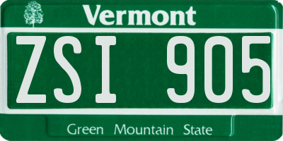 VT license plate ZSI905