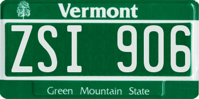 VT license plate ZSI906