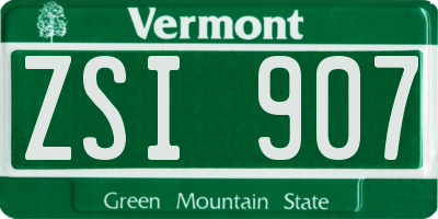 VT license plate ZSI907