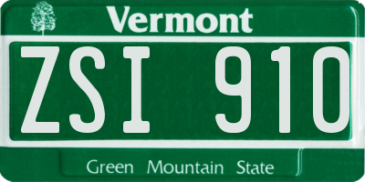 VT license plate ZSI910